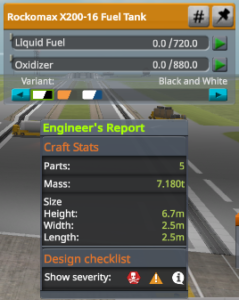 Image de la fusée Test RPP dans le BAV avec le rapport d'ingénieur ouvert et le réservoir vide