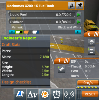 Engineering report for the Test RPP rocket with an empty tank. Indicated mass: 7.180 tons