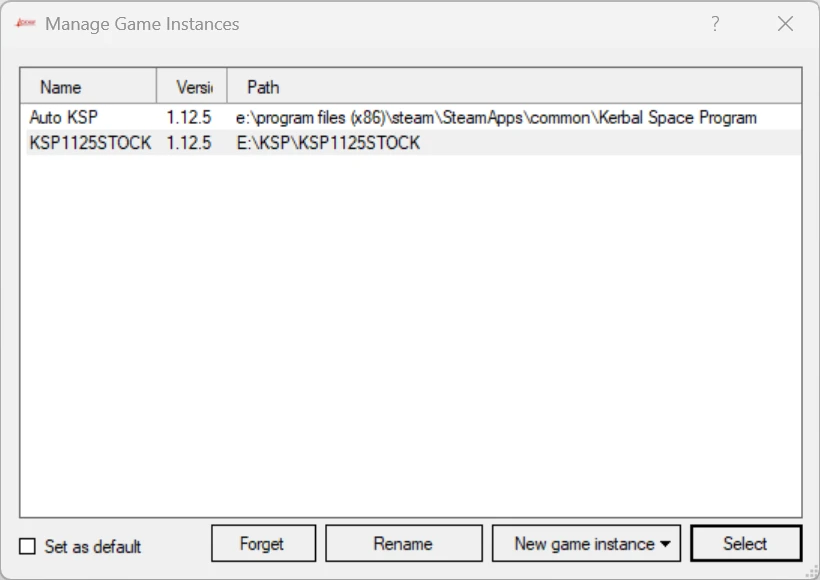 The window which allows to manage KSP Instances