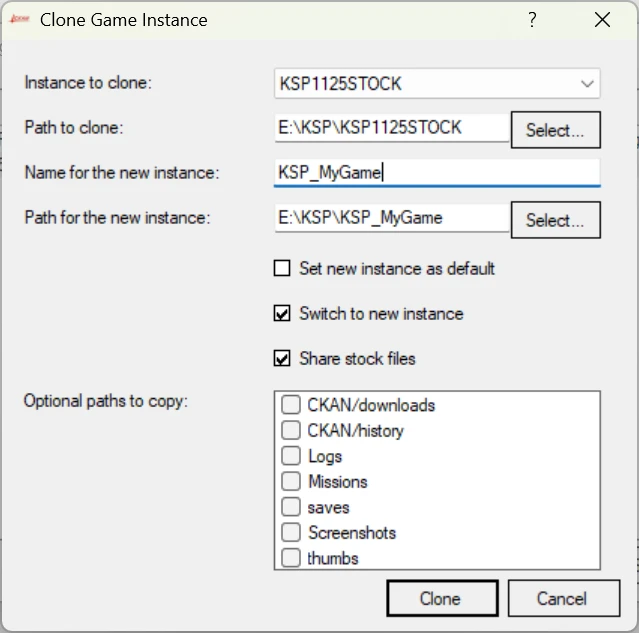 Cloning Stock Instance